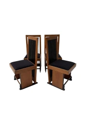 Four Art Deco Modernist High Back Dining Chairs by Architect Caspers, 1920s
